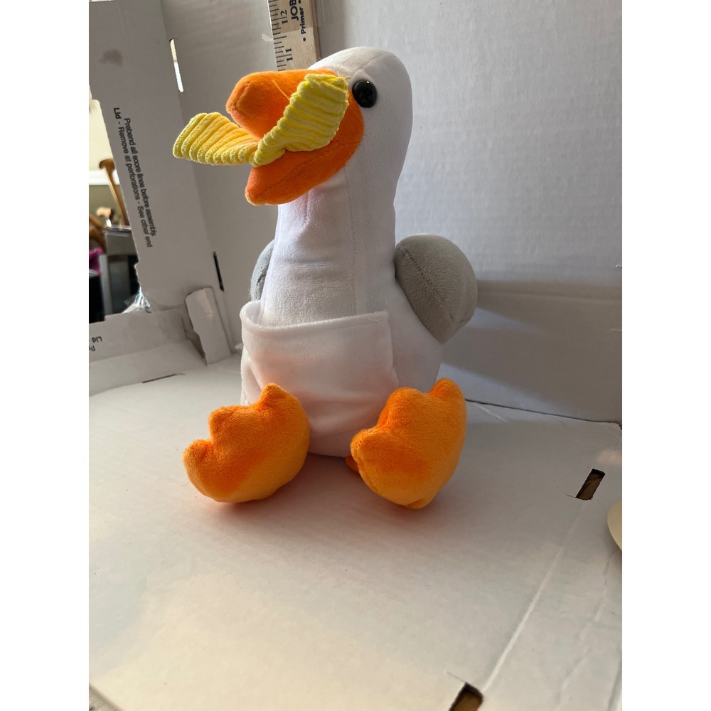 Fun Stuff Inc Seagull Plush with French Fries in Beak‎ White Grey Bird FS36 10in